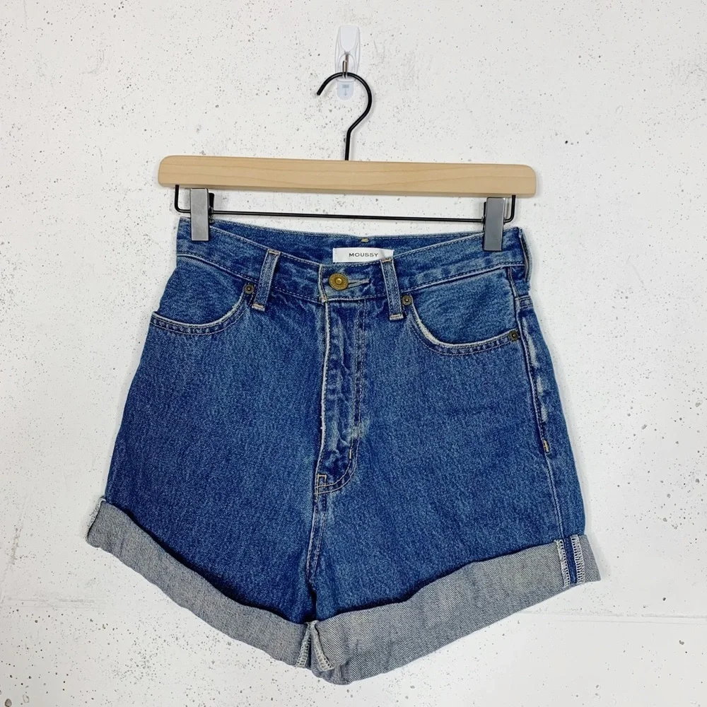 Moussy Rolled Cuff Denim Jean Shorts Size Small - Picture 1 of 8